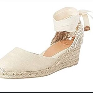 Castaner Ann Mashburn Cream Extra Low Carina Espadrille Wedges Size 39